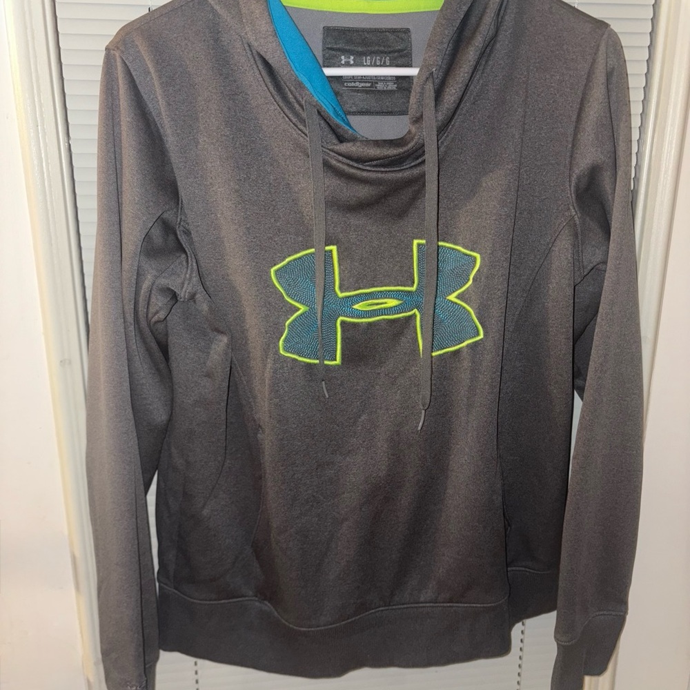LG Gray Hoodie with Blue and Yellow Accents